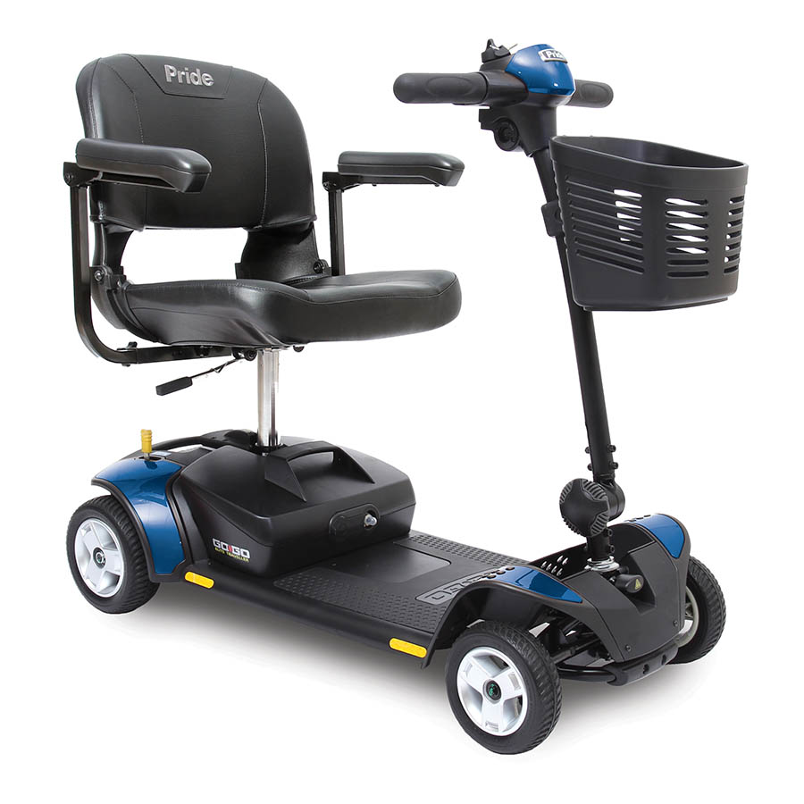 Blue Go Go Elite Traveller Sport mobility scooter from Pride Mobility