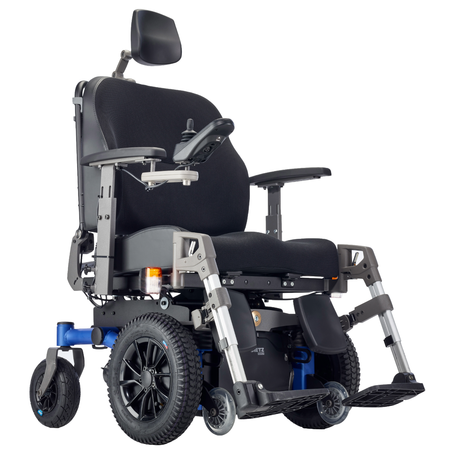 SANGO XXL Powerchair in blue trim - Front angle