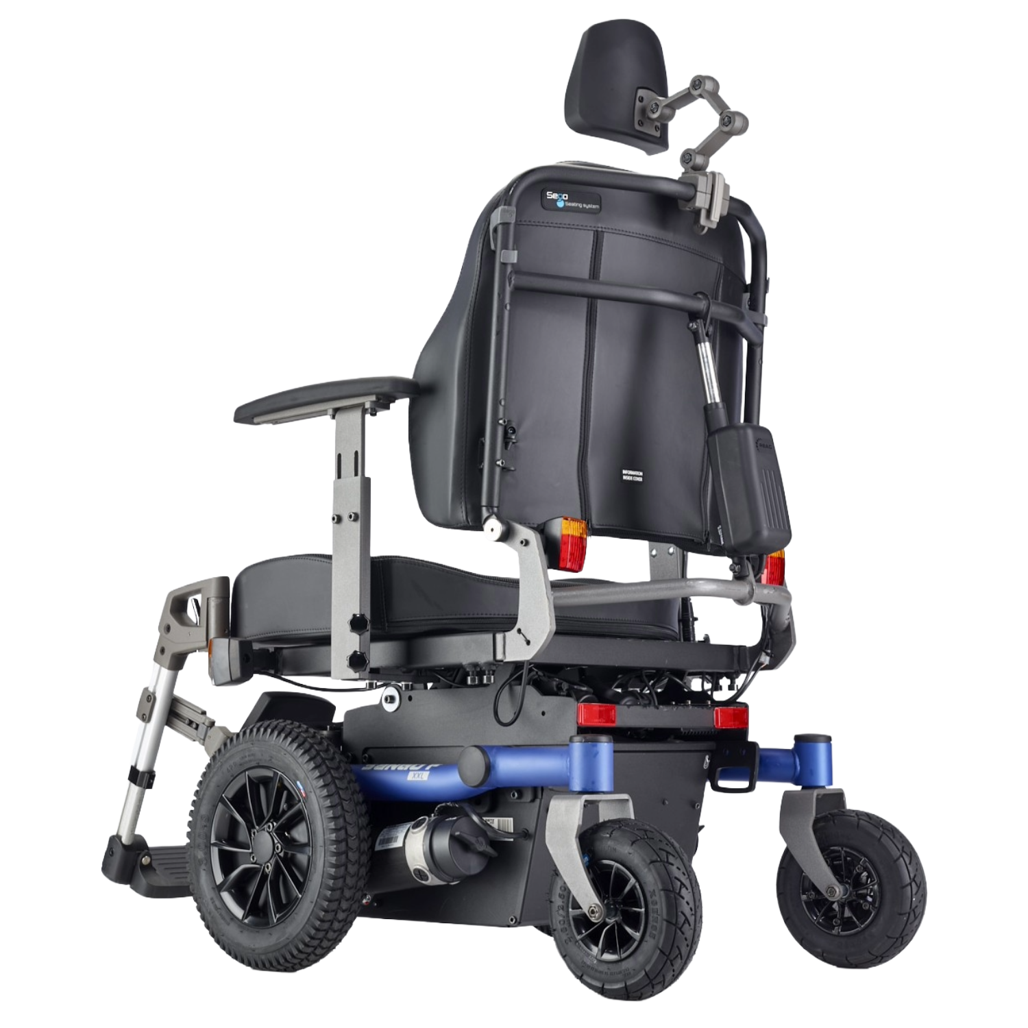 SANGO XXL Powerchair in blue trim - Rear view