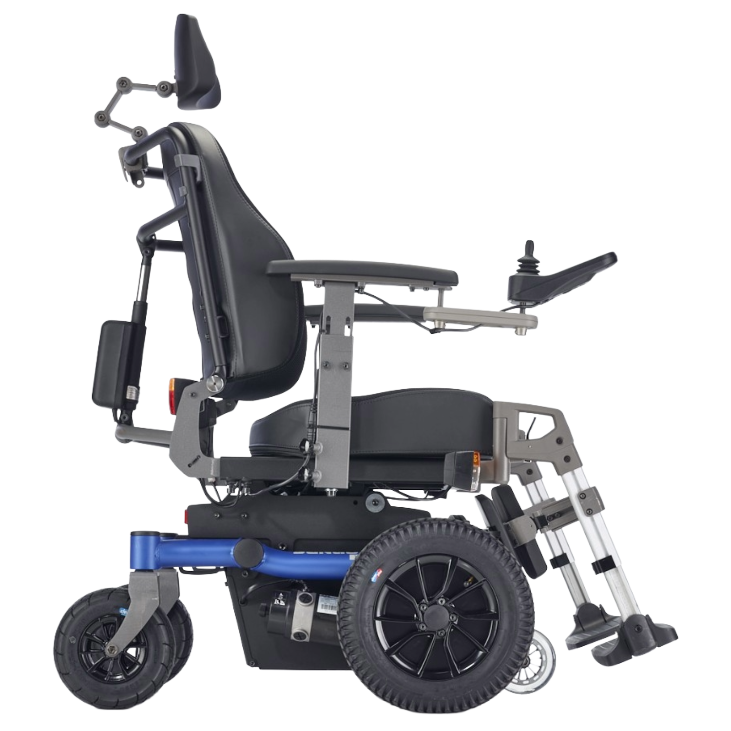 SANGO XXL Powerchair in blue trim - Side view