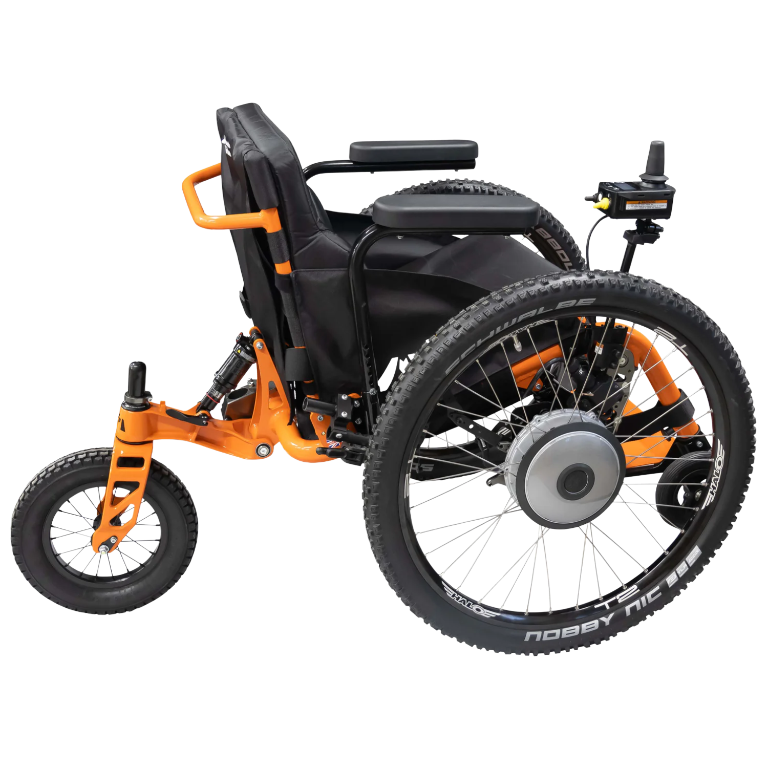 SDMotion Trike All-terrain Powerchair in orange - Side view