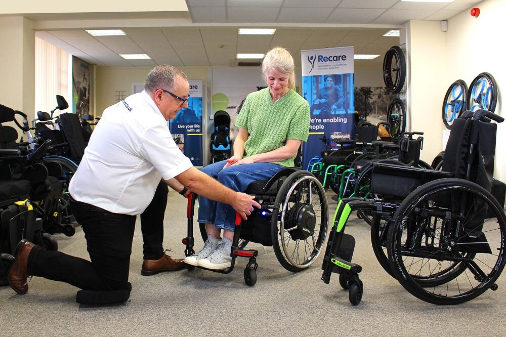assessing comfort and setup for a wheelchair user