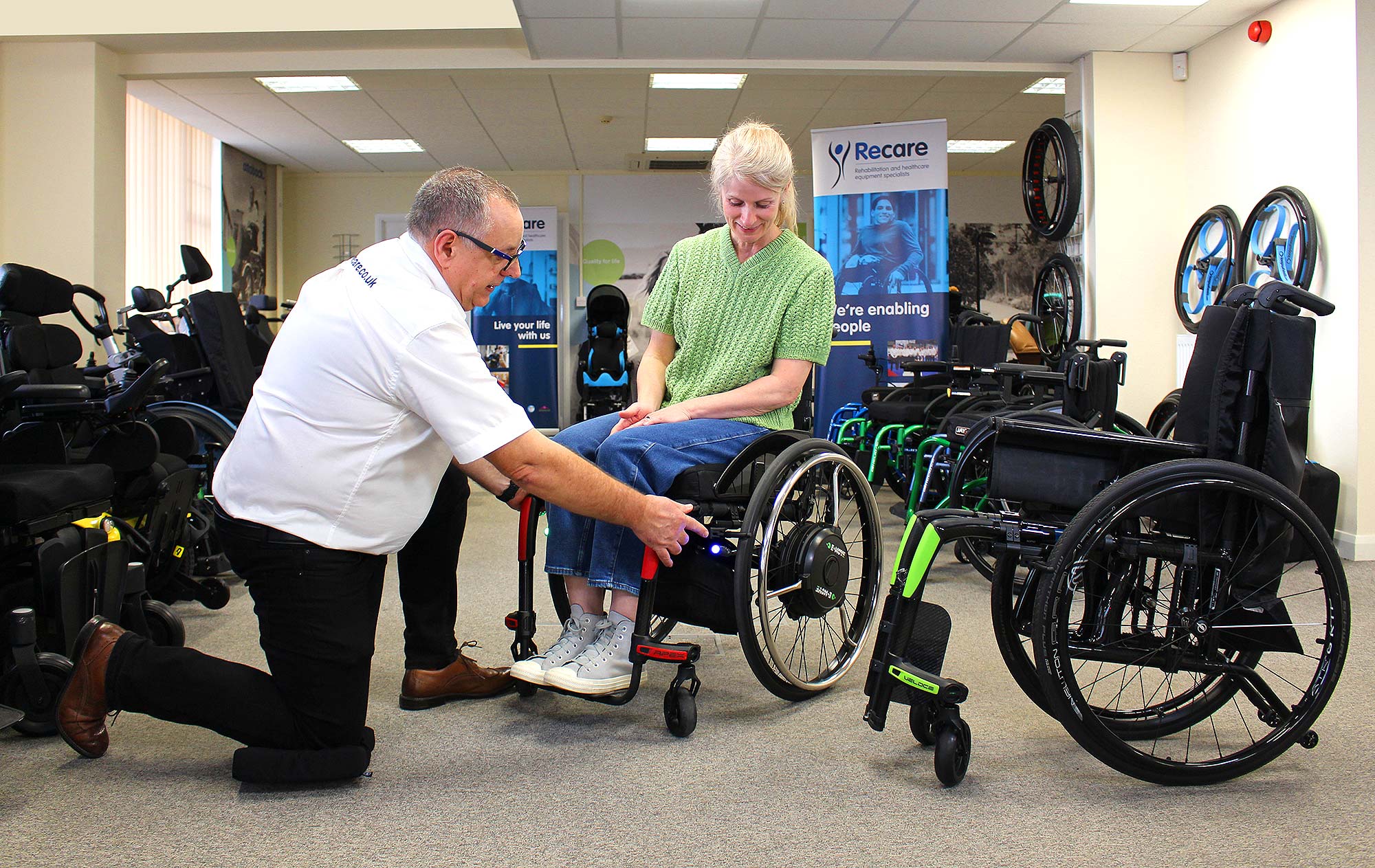 assessing comfort and setup for a wheelchair user