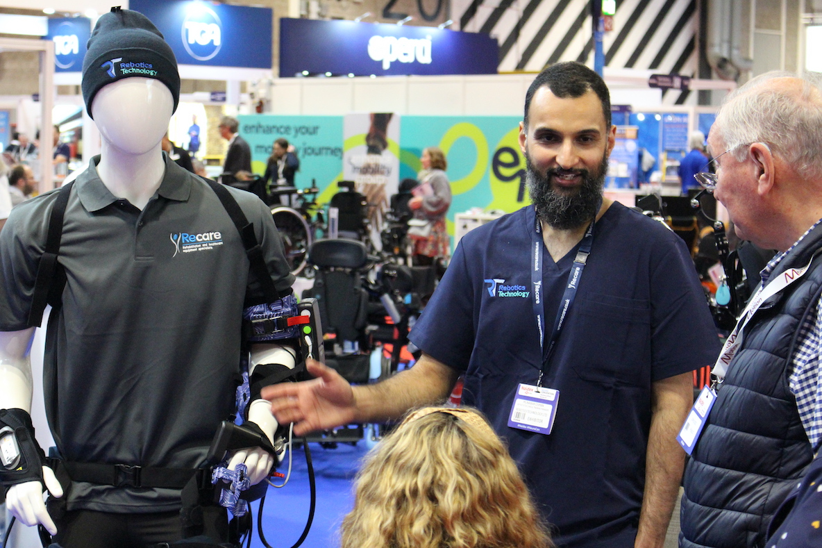 Munawar Osman showing the ReWalk exoskeleton technology product