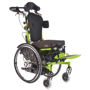 Zippie RS children's wheelchair with tilting feature, in lime green