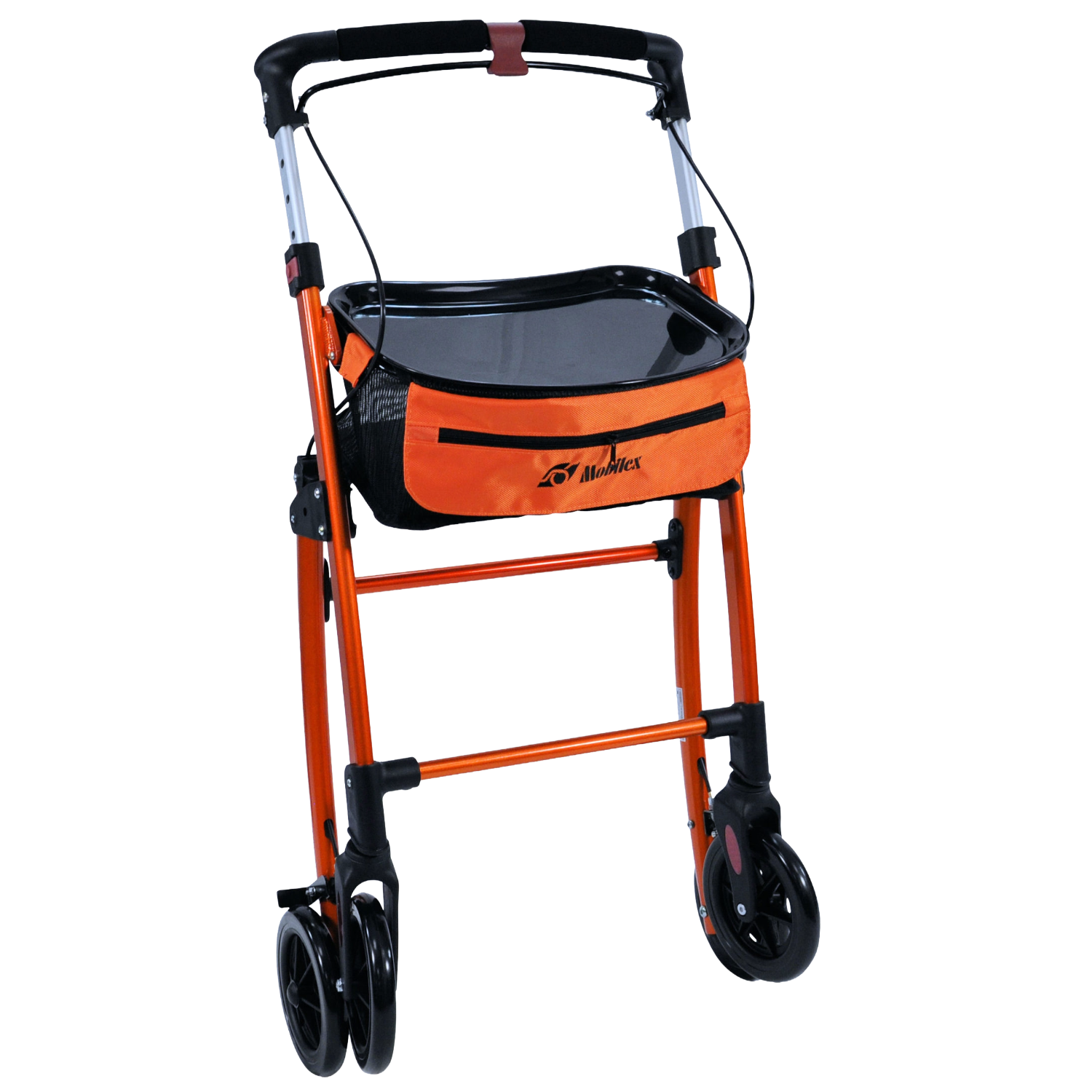Folded Front_Orange Jaguar Indoor Mobilex Rollator