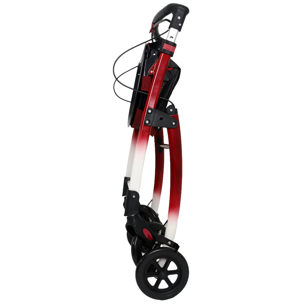 Folded red Jaguar Indoor Mobilex Rollator