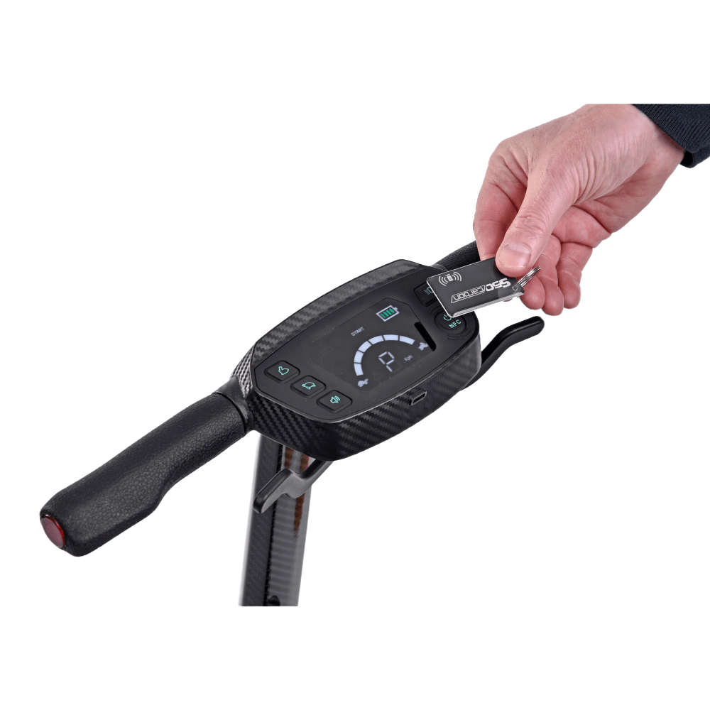 Sterling S50 Carbon Scooter tiller-steering controls cutout