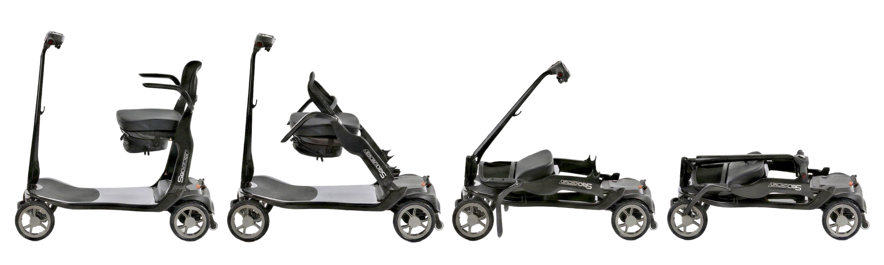 Sterling S50 Carbon Fibre Mobility Scooter - folding stages diagram